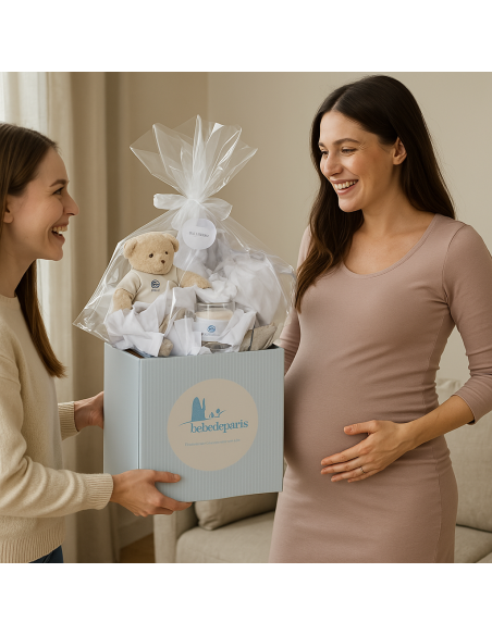 Kompletní klasický dárkový koš pro miminko | Luxusní a personalizovaný – Bebedeparis.com