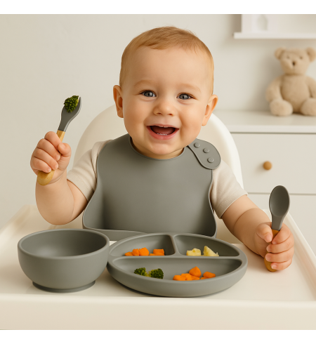 Silikonové nádobí + Personalizovaná zimní fleecová deka | Praktický Dárek pro Miminko