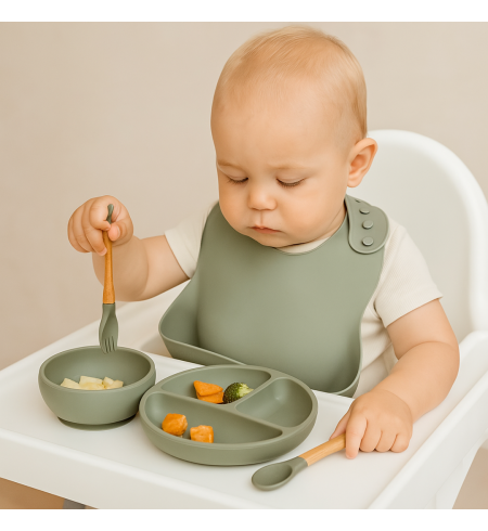 Silikonové nádobí + Personalizovaná zimní fleecová deka | Praktický Dárek pro Miminko