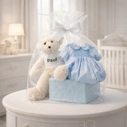 Dětský overal s vyšívaným smock vzorem | Elegantní dárek pro novorozence