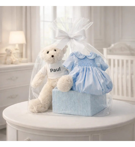 Dětský overal s vyšívaným smock vzorem | Elegantní dárek pro novorozence