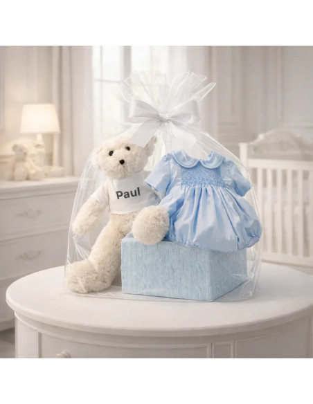 Dětský overal s vyšívaným smock vzorem | Elegantní dárek pro novorozence