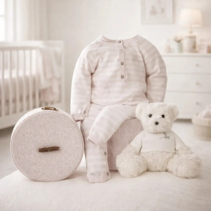 Dárkový koš Happy Pruhy pro miminko | Veselý, praktický a personalizovaný – Bebedeparis.com 2