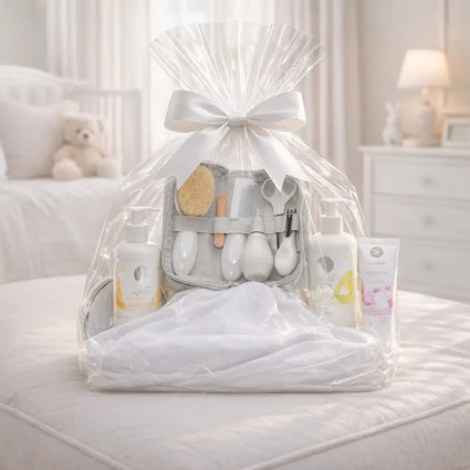 Kosmetický set a personalizovaná mušelínová plenka | Elegantní dárek pro miminko