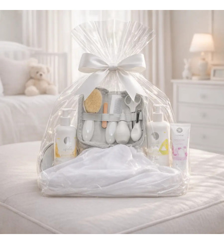 Kosmetický set a personalizovaná mušelínová plenka | Elegantní dárek pro miminko