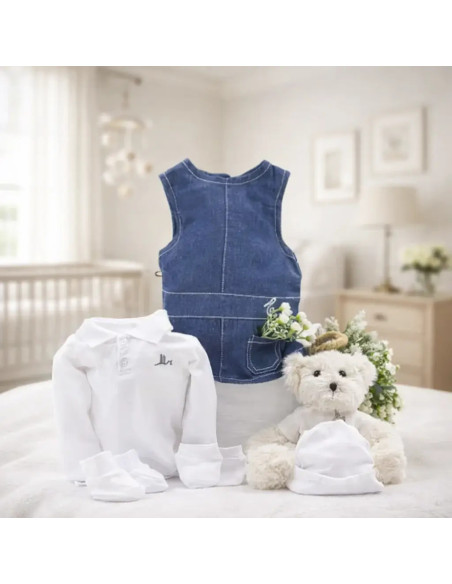 Dárková sada pro holčičku: oblečení a plyšový medvídek | Roztomilý dárek pro novorozence