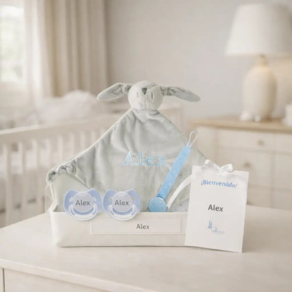 Doudou a 2 personalizované dudlíky s jménem | Se klipem na dudlík 2