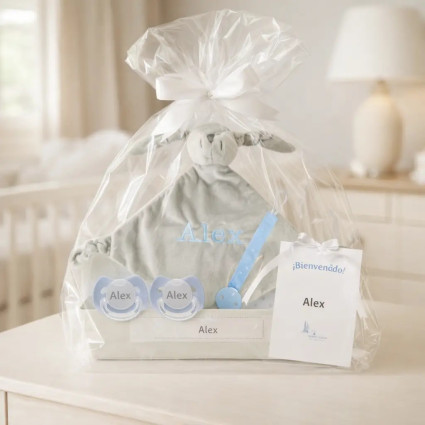 Doudou a 2 personalizované dudlíky s jménem | Se klipem na dudlík