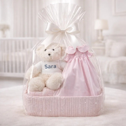 Dětské šaty s vyšívaným smock vzorem | Elegantní dárek pro novorozence