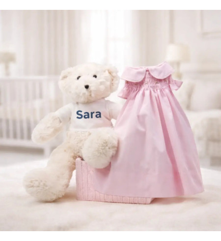 Dětské šaty s vyšívaným smock vzorem | Elegantní dárek pro novorozence