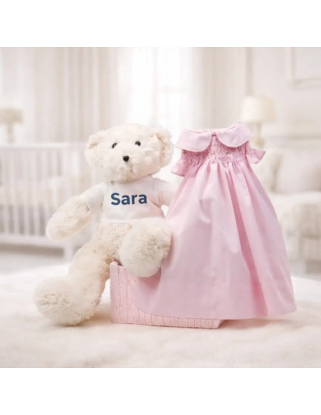 Dětské šaty s vyšívaným smock vzorem | Elegantní dárek pro novorozence