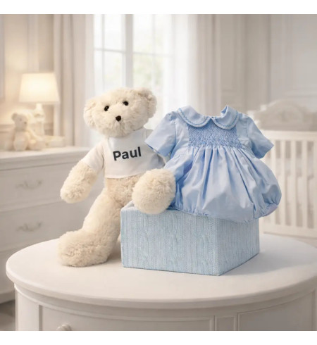 Dětský overal s vyšívaným smock vzorem | Elegantní dárek pro novorozence