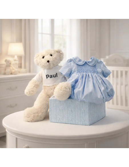 Dětský overal s vyšívaným smock vzorem | Elegantní dárek pro novorozence