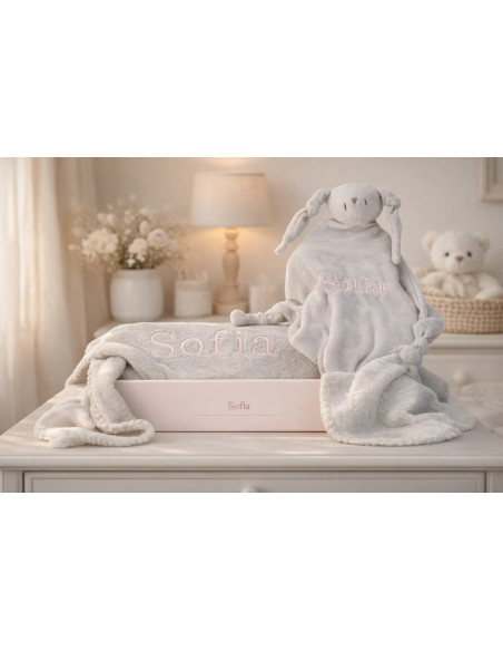 Personalizovaný dárek: deka a mazlík se jménem miminka | Ideální pro novorozence