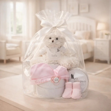 Set pro Miminko: Personalizovaná Čepička, Rukavičky, Bačkůrky a Dudlík se Jménem + Plyšový Medvídek