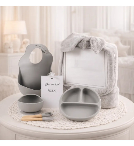 Silikonové nádobí + Personalizovaná zimní fleecová deka | Praktický Dárek pro Miminko