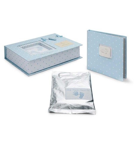 Set Huellas Bebe Corazón Azul