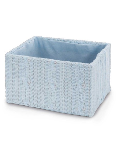 Caja punto lana rectangular azul M