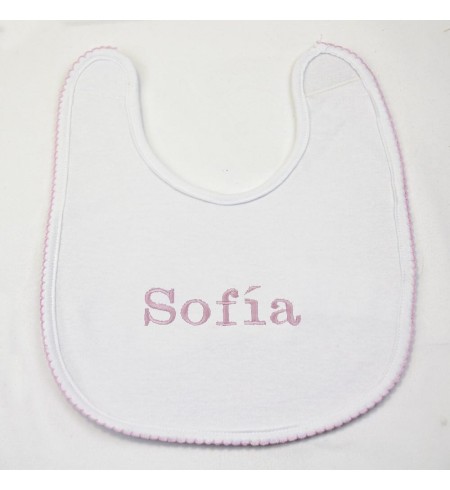 Set Regalo Baberos Bordados con Chupete Personalizado rosa