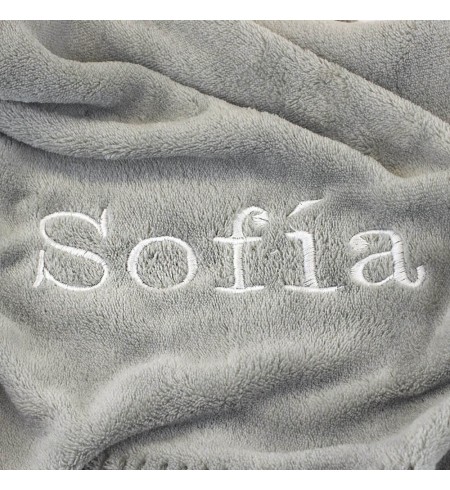 Canastilla Manta Personalizada y Pijama y doudou personalizado gris