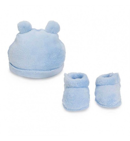 Pack Bebé Rosa Leatardo Gorrito y Calcetines Recién Nacido azul
